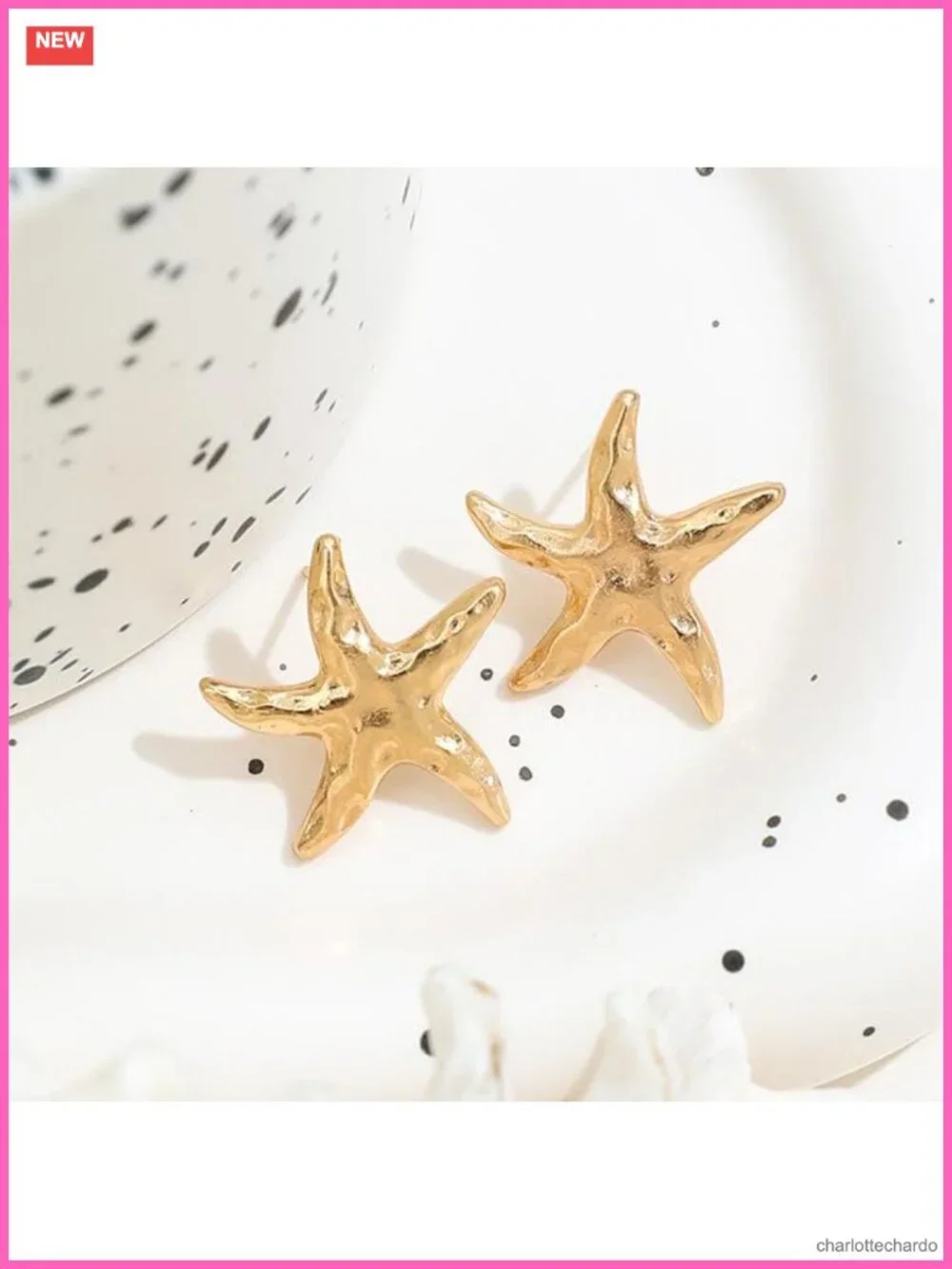 14K Gold Plated Starfish Earrings Studs Hypoallergenic Lightweight Beach Jewelry